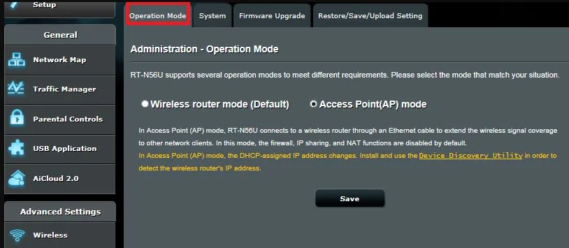 asus router as access point